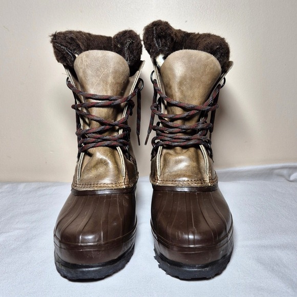 Vintage 90s Sorel Alpine brown leather fleece lined snow boots women's 9 - Picture 9 of 9